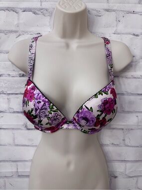 Victoria’s Secret Bra 34D Very‎ Sexy Push Up Bling Floral Underwire Girly